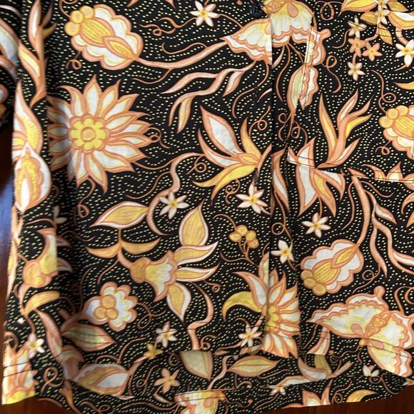 The Kooples Top Black Coral Pattern Short Sleeve Funky Retro Button Down Shirt - Picture 4 of 10